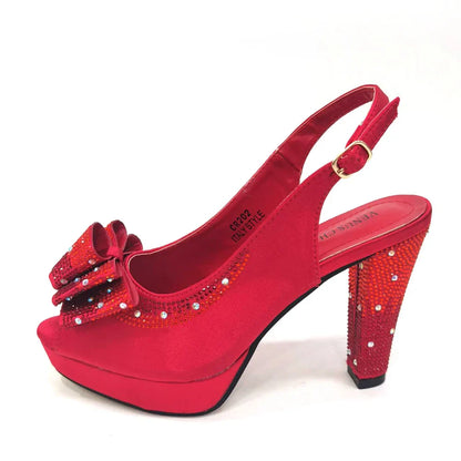 Shoes Matching Bag With Applique Mature African Ladies Super High Heels Sandals for Party Fashionable Italian Women
