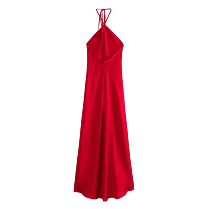 Long Dresses for Women Backless Satin Dress Woman Off Shoulder Sexy Midi Dresses Elegant Evening Party Dress