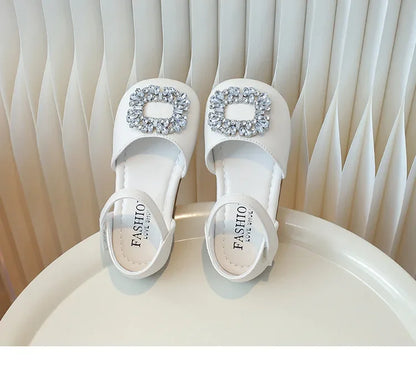 New Children's Sandals Summer Rhinestone Buckle Sandals for Girls Fashion Elegant Kids Princess Causal Wedding Flat Sandals Soft