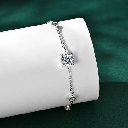 7 Stones 100% Real Moissanite Bracelets for Women D Color Four-claw S925 Sterling Silver Luxury Chain Lab Diamond Jewelry
