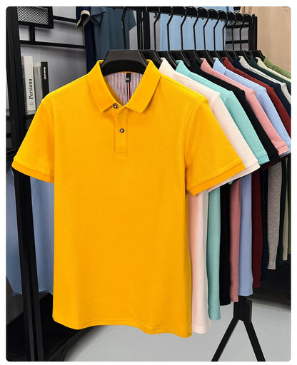 100% cotton short sleeve polo shirt comfortable lightweight high-end brand fashionable simple summer men's casual lapel T-shirt
