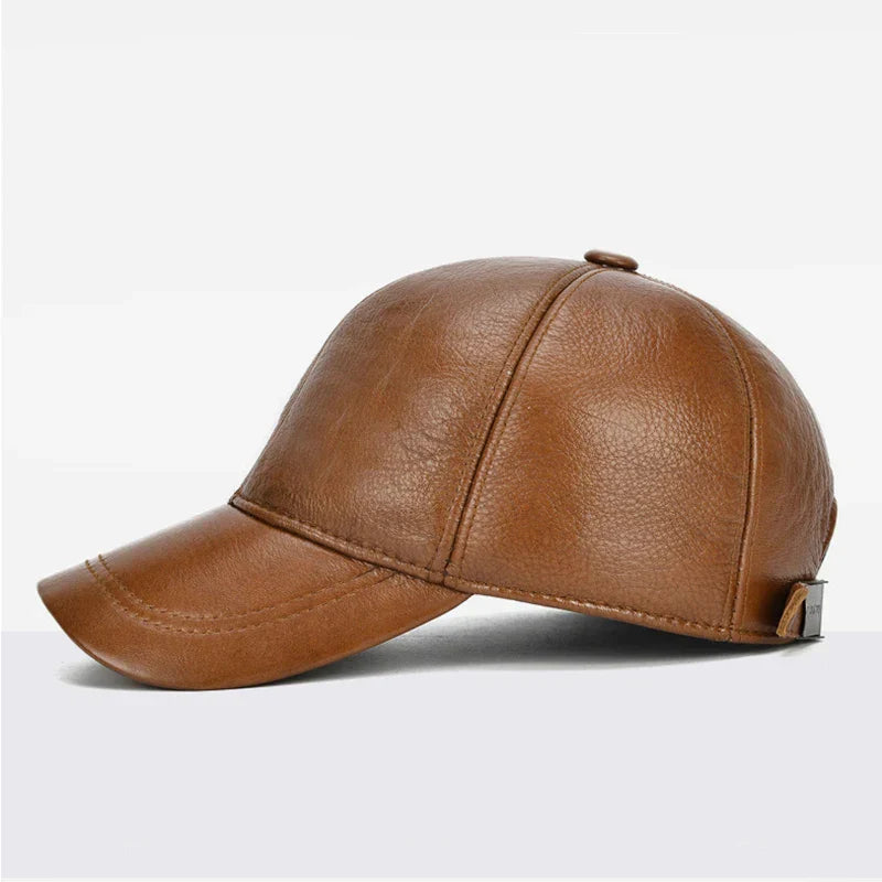2026 Adjustable Men's Genuine Cowhide Leather Baseball Cap for Fall Winter Outdoor Sports Hat Men Real Cowhide Leather Caps