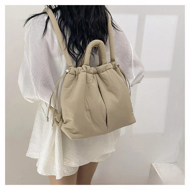 Women's Casual Single-shoulder Bag Large Capacity Nylon Backpack Women's Down Cotton Winter Tote Bag Portable Makeup Handbag