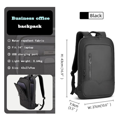 Slim Backpack For Men 15.6 Inch Laptop Bags Waterproof Minimalist Business Backpack With USB Charging Casual Travel Work Bag