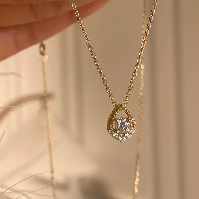 D VVS1 0.5CT Moissanite Necklace for Women Mermaid's Tears Pendant Wedding Party Fine Jewelry S925 Sterling Silver Gifts