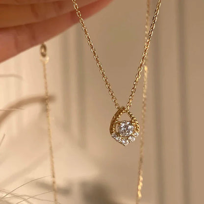 D VVS1 0.5CT Moissanite Necklace for Women Mermaid's Tears Pendant Wedding Party Fine Jewelry S925 Sterling Silver Gifts