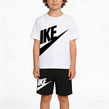 Kids Summer Short Sleeve T-shirt Shorts 2Pcs Set Boy Girl Casual Sport Jogging Suit Toddler 3-12Y