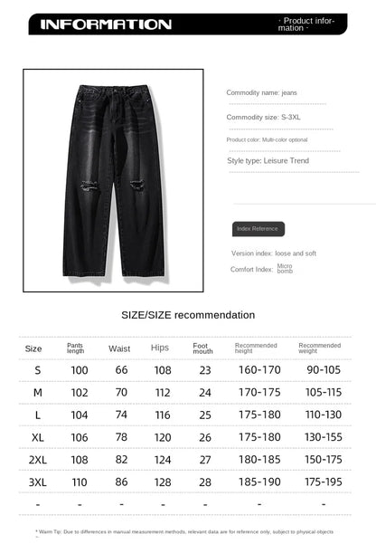 Men's American Style Loose Straight Leg Jeans Vintage Spring Summer New Arrival Drapey Trendy Wide Leg Long Pants