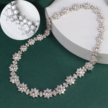 Full Moissanite Jewelry Set 925 Sterling Silver Sunflower Necklace Bracelet Earring Sets For Women Fine Jewelry GRA Tested