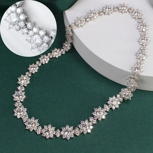 Full Moissanite Jewelry Set 925 Sterling Silver Sunflower Necklace Bracelet Earring Sets For Women Fine Jewelry GRA Tested