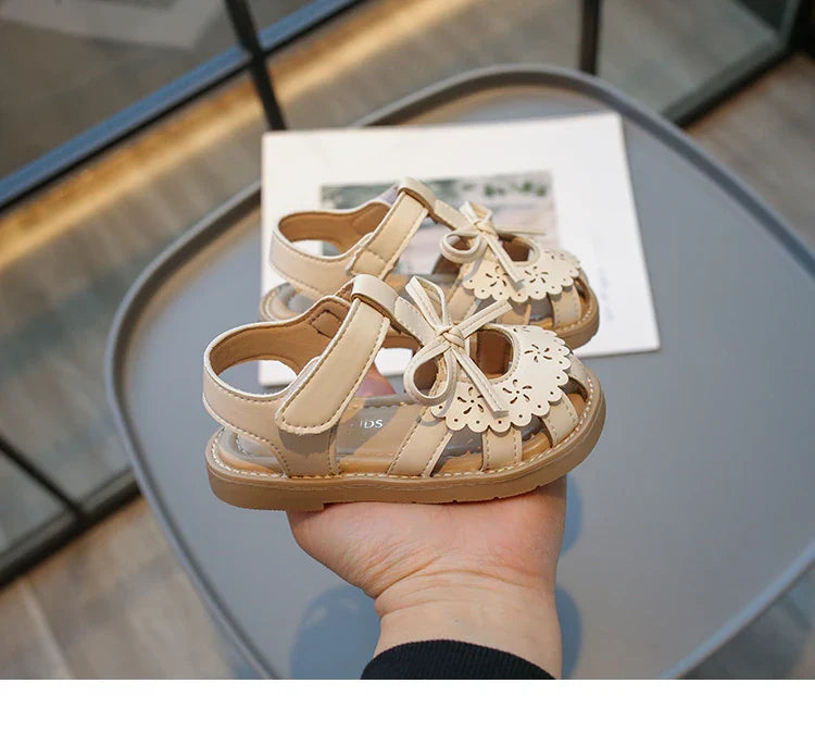 Summer Baby Girls Sandals Cut-Outs Lace Princess Shoes Children Sandals Anti Slip Soft Sole Toddler Kids Beach Shoes Size 21-30