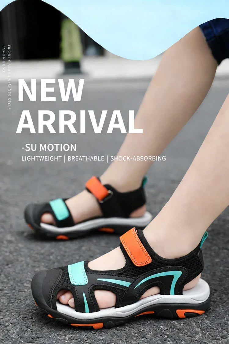 Summer Beach Water Children Sandals Fashion Shoes Outdoor Non-slip Soft Bottom Shading Leather Boys Comfortable Walking Sandials