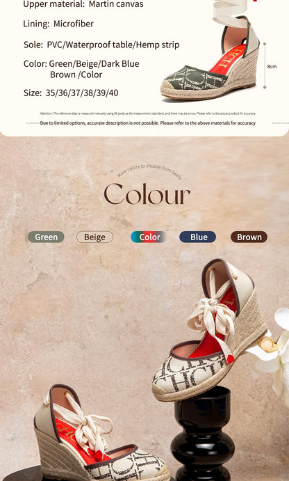 Women's Shoes CARACAS CANVAS WEDGES Luxury Brand Heeled Sandals Straw Fabric Casual shoeses