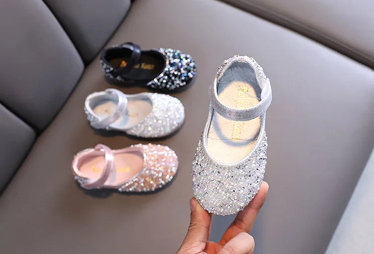 2026 Girls Princess Shoes Spring Children Bow Shoes Leather Shoe Kids Dance Shining Toddler Rhinestone Birthday Party Shoes