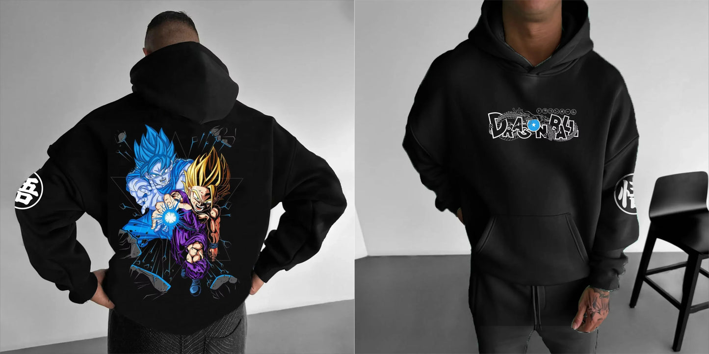 Oversized Men's Hoodie Anime Dragon Ball Sanyan Y2k Clothes Sweatshirt Autumn Winter Sweater Loose Cotton Women Long Sleeve Tops