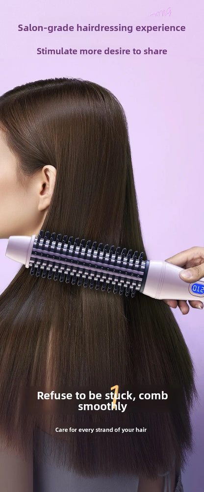 1.5 Inch 2-in-1 Thermal Brush Professional Negative Ion Curling Iron Brush Heated Round Brush for Blowout Volumizing, Portabl