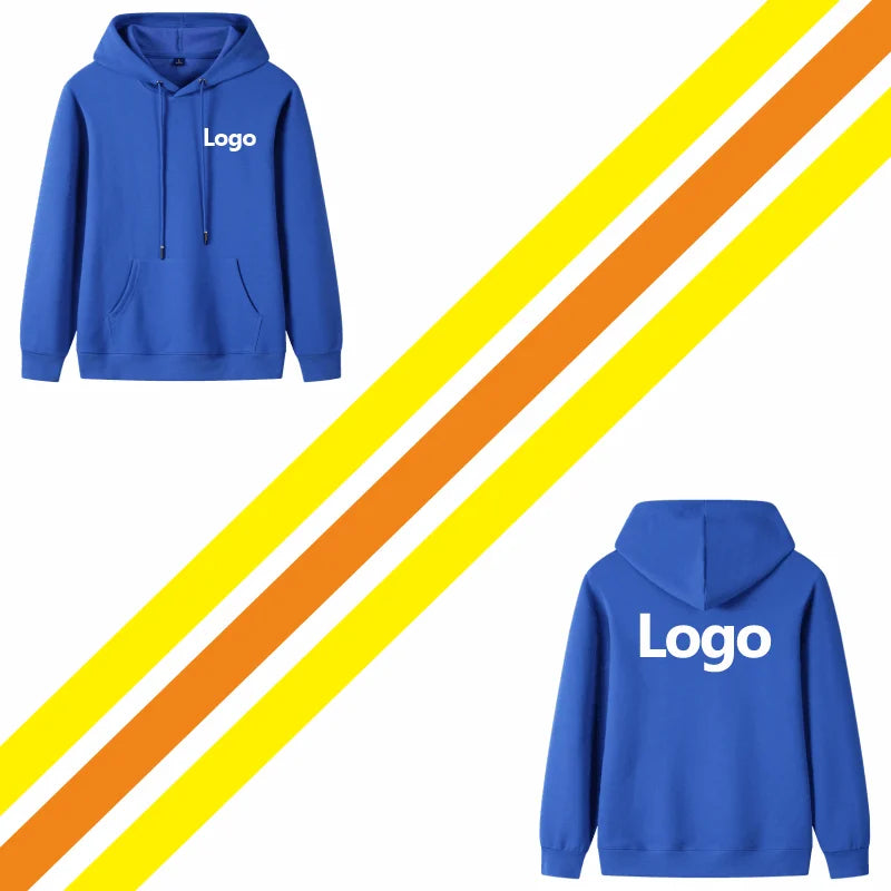 Fashion 9 Colors High-Quality Pullovers Custom Logo Printed Personal Group Brand Embroidery Men and Women 100% Cotton Hoodies