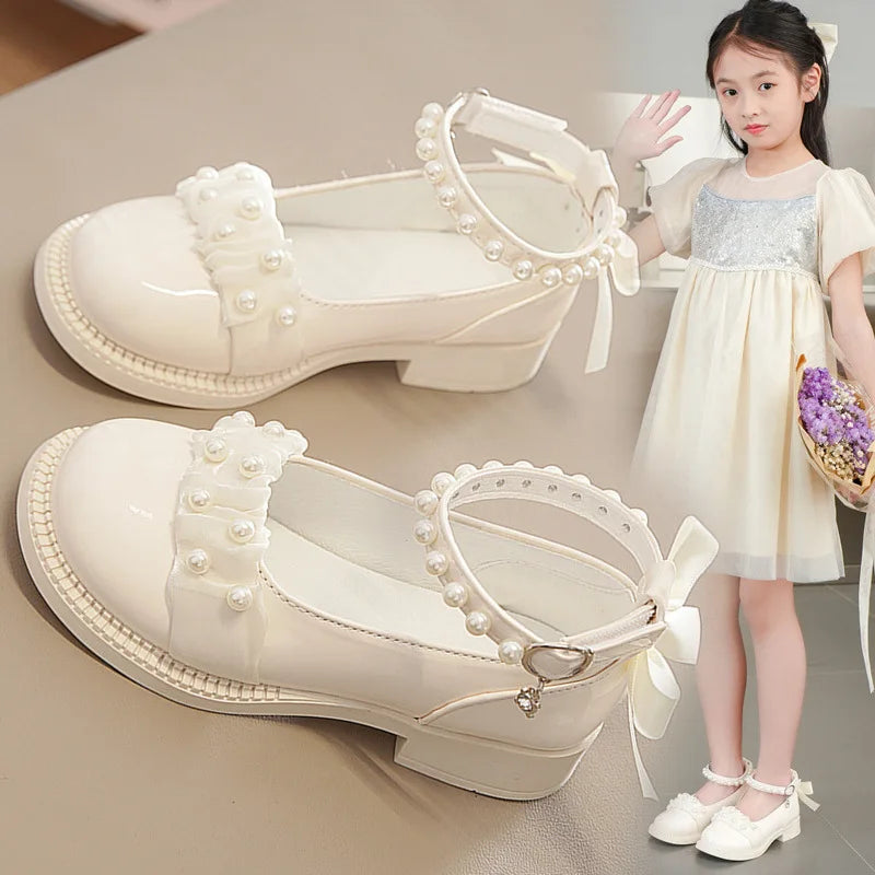 Girl's Mary Janes Organza Beautiful Sweet Children Princess Shoes Three Colors Cover Toe Ankle Strap 26-36 Kids Autumn Shoes
