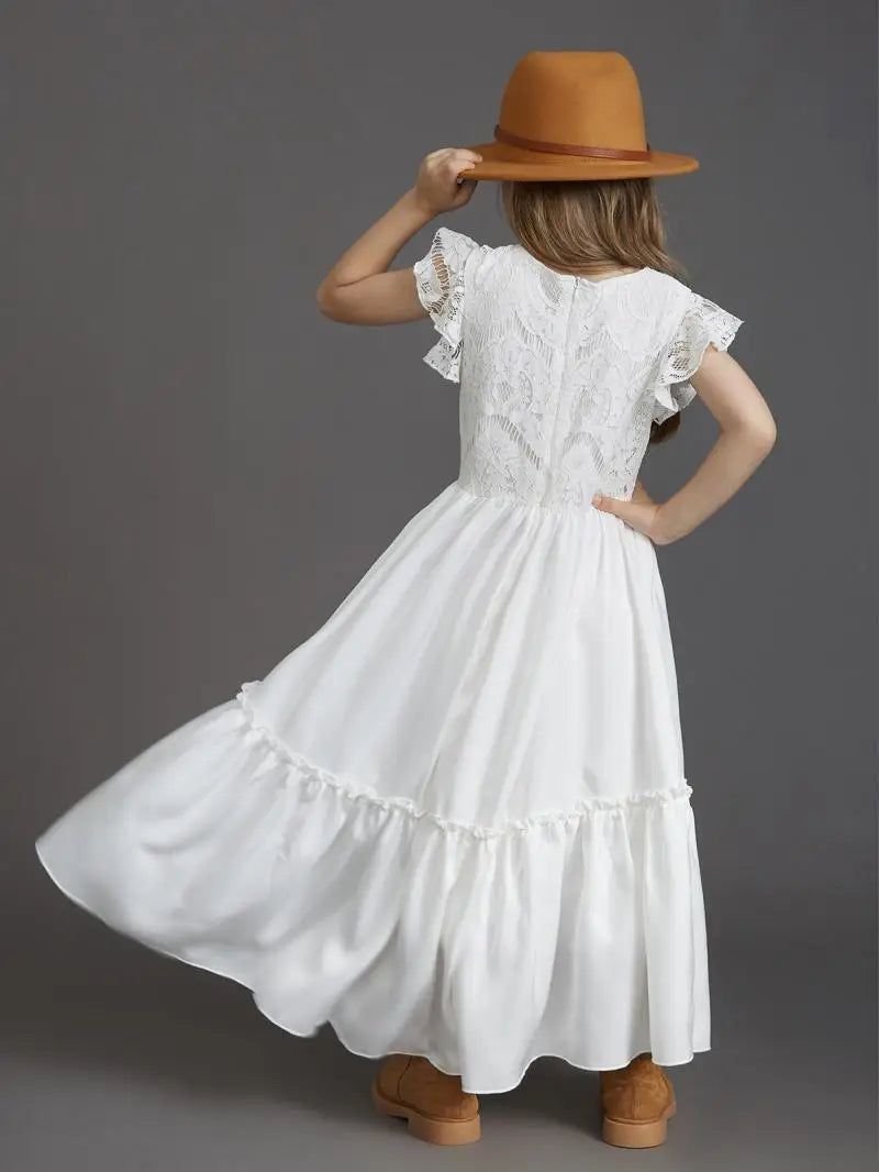 Summer Girls Lace Dresses Kids Flower Girl Wedding Princess Party Dress Vestidos Costume Children Clothing For 4-14Years