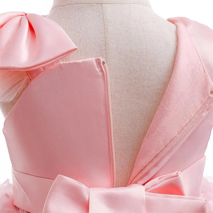 Vestido Borboleta Branco e Rosa de Verão para Meninas Vestido de Noiva de Tule Roupa de Batizado Roupa de Bebê Menina 1º Aniversário
