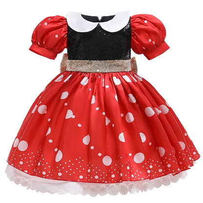 Girls Party Dresses Children Summer Clothes Kids Mouse Polka Dot Dress Girls Birthday Party Children's Day Halloween Costume