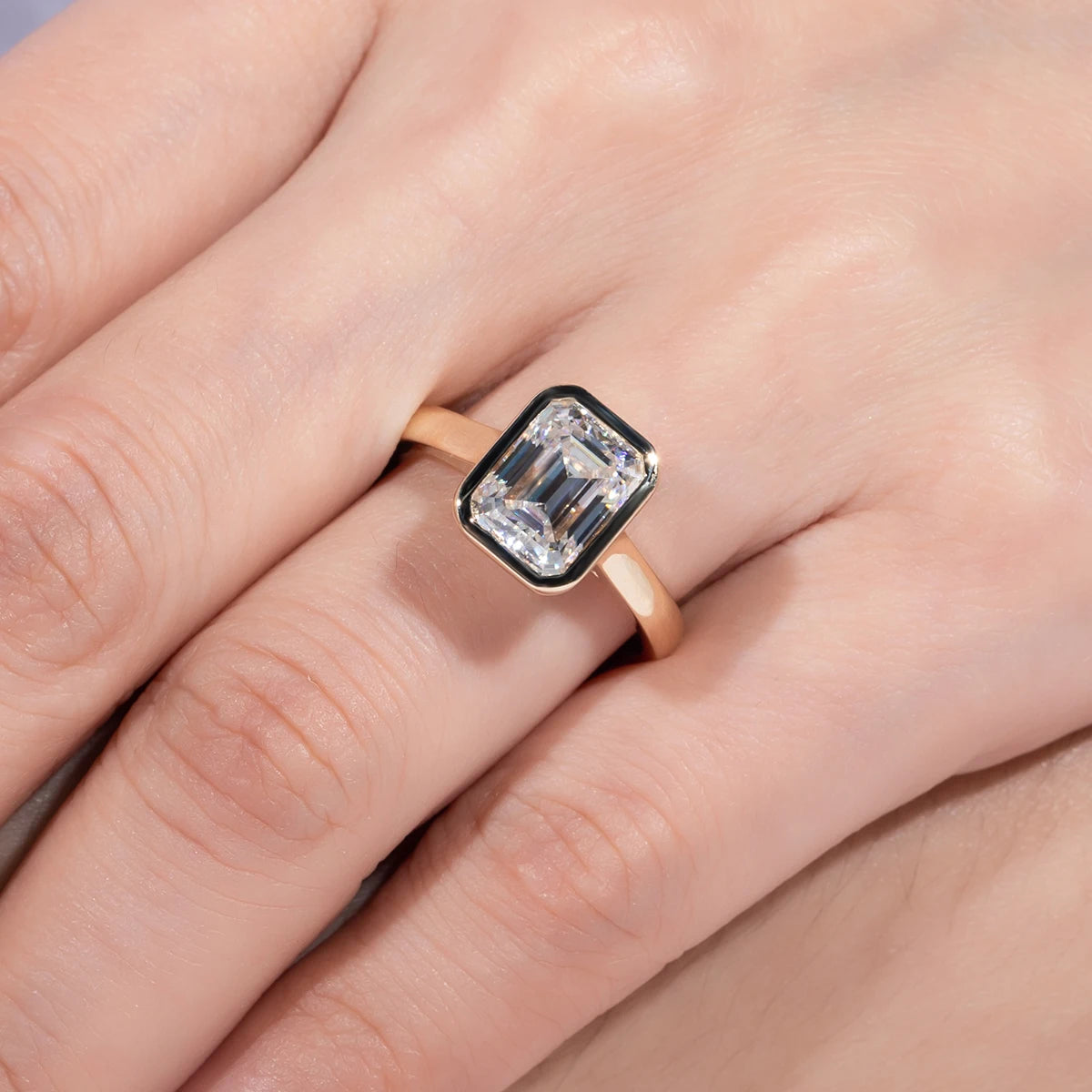 3ct Emerald Cut D Color Moissanite Engagement Ring Yellow Color 925 Sterling Silver Rings For Women Jewelry Wholesale