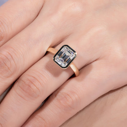 3ct Emerald Cut D Color Moissanite Engagement Ring Yellow Color 925 Sterling Silver Rings For Women Jewelry Wholesale