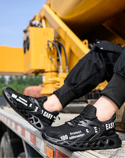 Work Safety Shoes For Men Lightweight Protective Work Sneakers Lightweight Men Shoes Breathable Shoes Anti-Puncture Work Shoe