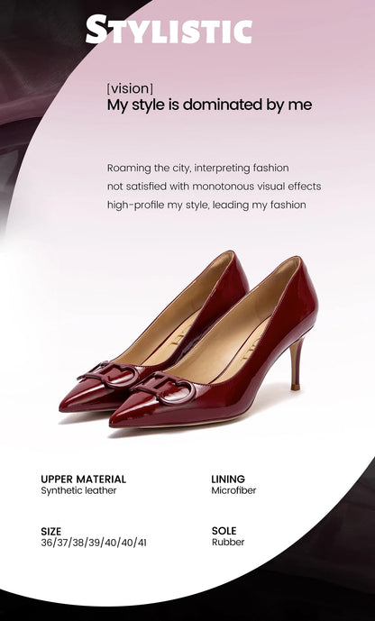 Woman's High Heels Black  New Lacquer Leather Women's Business Wedding Shoes 7cm