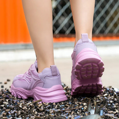 Lace-up Safety Work Shoes For Women Steel Head Boots Female Indestructible Construction Non Slip Platform Work Shoes