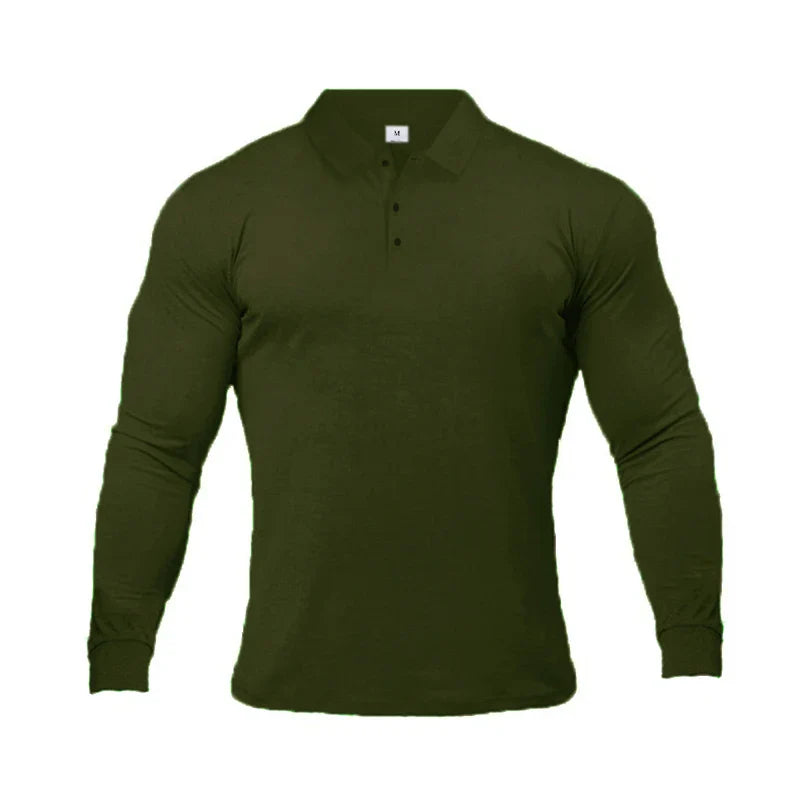 New Fashion Autumn Sports Polo Shirt Mens Stretch Cotton Gym Clothing Spring Casual Long Sleeve Polos Male Breathable T Shirt