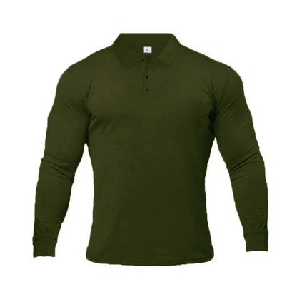 New Fashion Autumn Sports Polo Shirt Mens Stretch Cotton Gym Clothing Spring Casual Long Sleeve Polos Male Breathable T Shirt