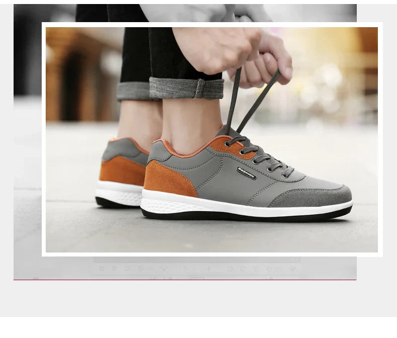 YRZL Calçados Masculinos Primavera Outono Tênis de Caminhada Impermeáveis Calçados Esportivos Masculinos de Couro para Lazer Calçados Antiderrapantes Tênis para Homens