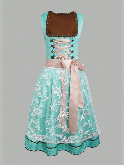 German Traditional Skirt Women's Three Piece Suit, Munich Oktoberfest Costume, Bavarian Style Halloween Carnival Costume