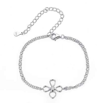 Flower Adjustable All Moissanite Bracelets for Women Girls Gift Dainty Jewelry Lab Diamond Chain Pure S925 Silver Bangle