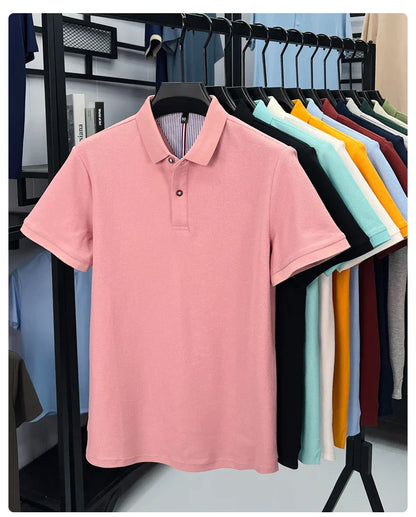 100% pure cotton high-end short sleeve polo shirt men's summer fashion new breathable Korean business casual golf brand T-shirt