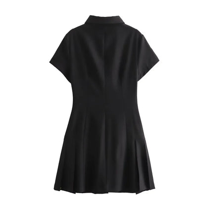 sunmer New Product Women's Fashion Casual Polo Collar Short sleeved Shirt Style Mini Dress