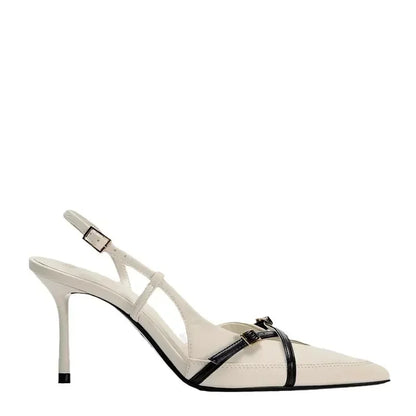 Sexy Pointy Toe Cross Buckle Strap Women Pumps Summer White Elegant Slingbacks Heels for Women Luxury Designer Heeled Sandals