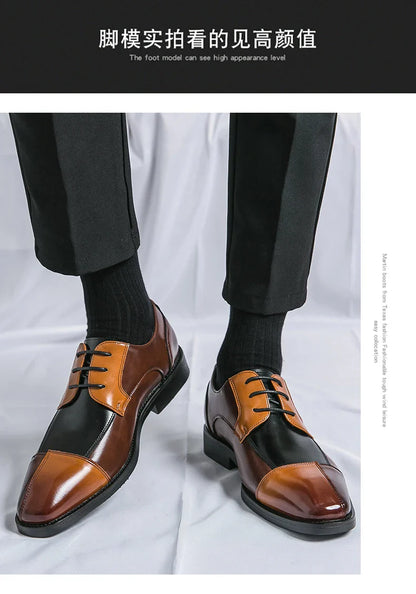 Trend Social Leather Shoes Men Classic Casual Business Leather Shoes Retro Men's Dress Shoes High Quality Office Wedding Leather