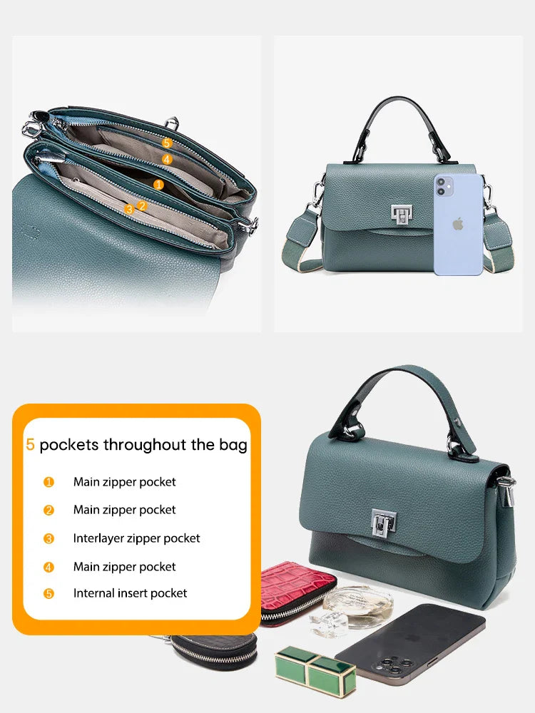 Women Genuine Leather Top-handle Bag Envelope Bags Luxury Designer Shoulder Handbag Ladies Elegant Crossbody For Ladies
