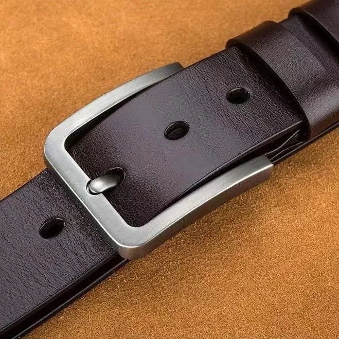 Men's Vintage Casual Belt Black Pin Buckle Student Versatile Leather Wide Belt
