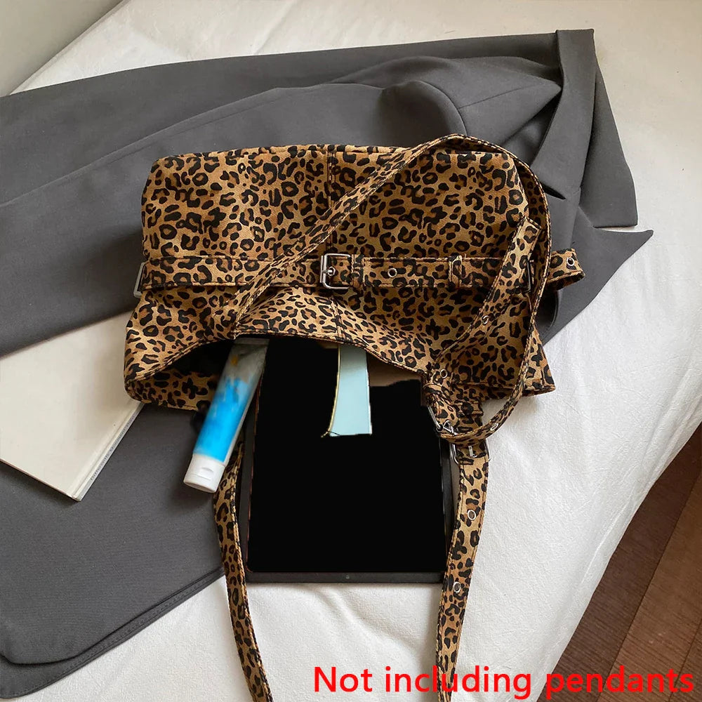 Casual Large-Capacity Leopard Print Women's Bag New Lightweight Versatile Shoulder Bag Relaxed Commuting Tote Bag