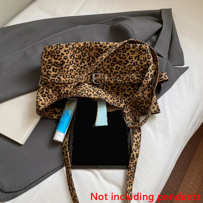 Casual Large-Capacity Leopard Print Women's Bag New Lightweight Versatile Shoulder Bag Relaxed Commuting Tote Bag