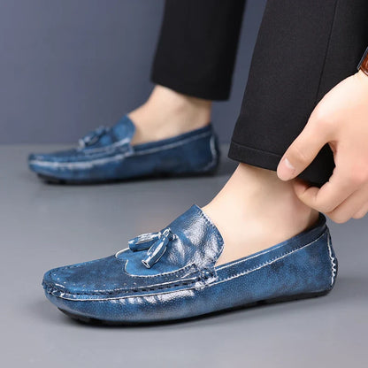 Sapatos Masculinos Loafers Confortáveis Slip-on Mocassins para Dirigir Calçados Masculinos Marca Marrom de Couro Sapatilhas Casuais para Homens