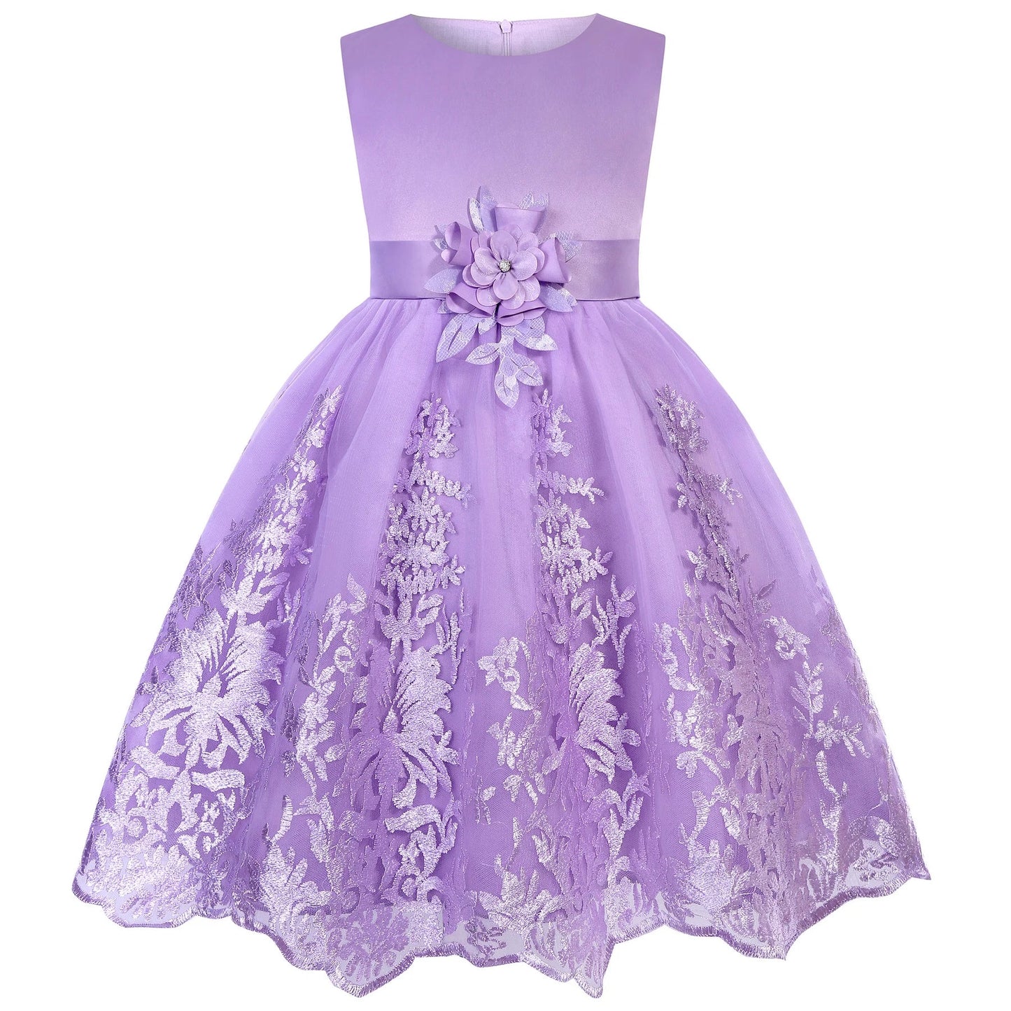 Europe and the United States cross-border new sleeveless undershirt embroidered princess dress girls flowers mesh dress flower