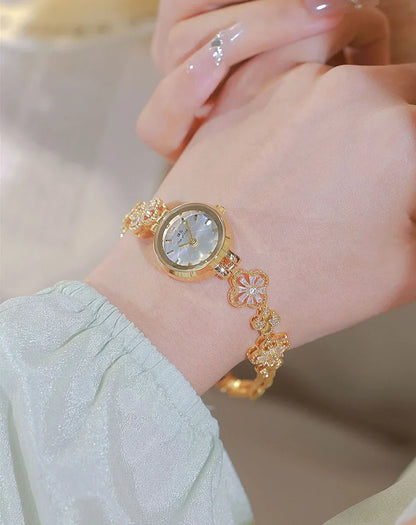 Watches For Women Fashion Elegant Gold Silver Bracelet Small Quartz Wristwatch 2025 Women's Lucky Watch Girlfriend Lovers Gift