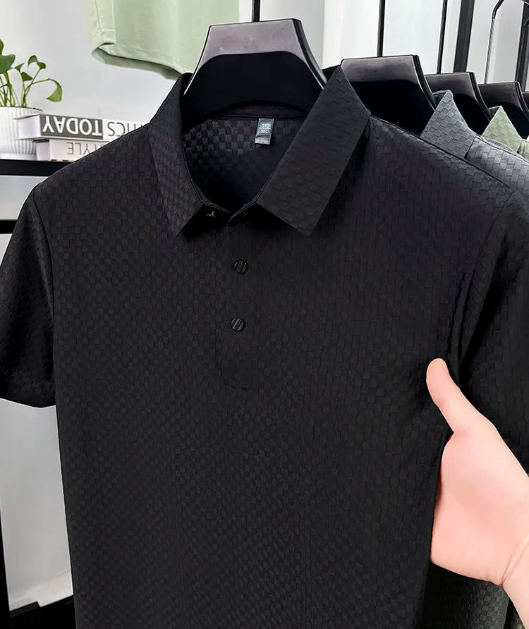Seamless Polo Shirt - Short Sleeve Ice Silk Feel Nordic Style Soft & Comfortable Summer Wear Men's Golf Shirt