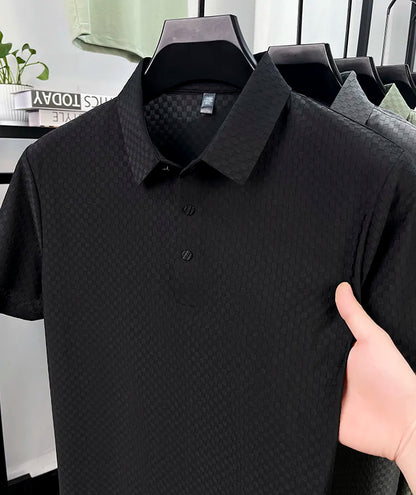 Seamless Polo Shirt - Short Sleeve Ice Silk Feel Nordic Style Soft & Comfortable Summer Wear Men's Golf Shirt