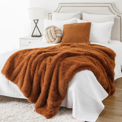 Fluffy Soft Blankets Luxury Fur blanket for Bed Sofa Mink Faux Fur Throw and Blankets Large Warm Blanket for Home Decor