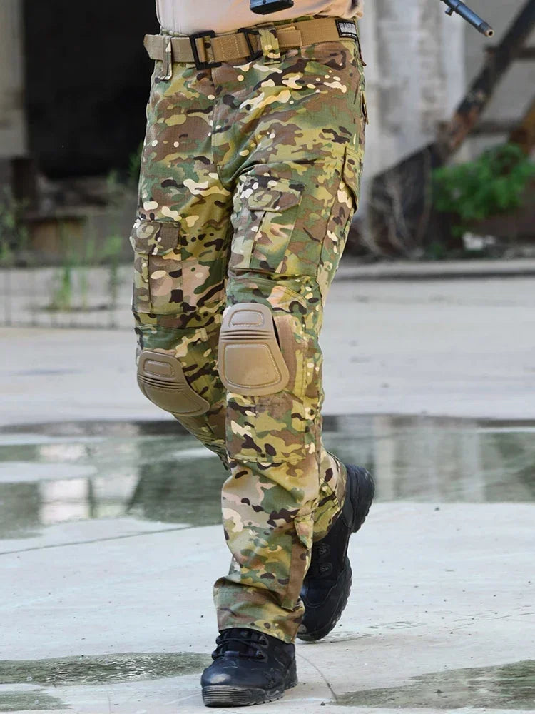 Camouflage Hunting Tactical Pants Training Wear-resistant Hiking Pants Hunting Outdoors Camping Cargo Pant with Knee Pads New